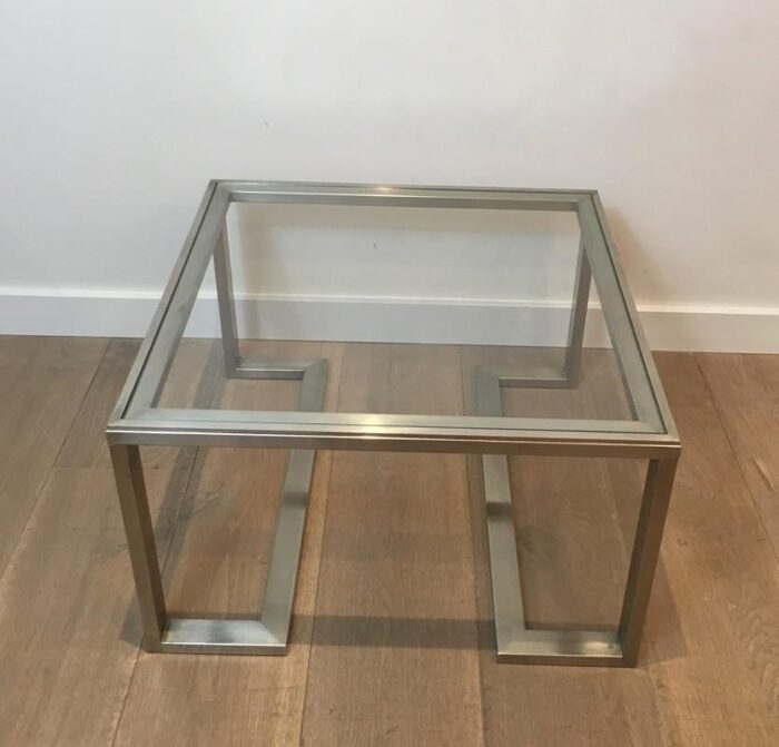 french brushed steel side tables 1970s set of 2 8 scaled