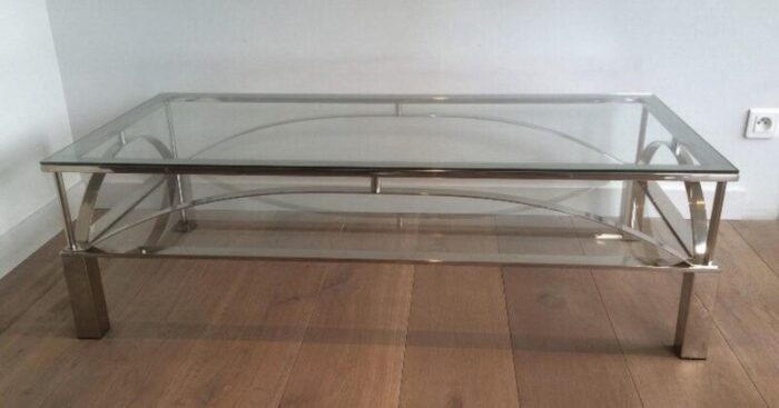 french chrome coffee table 1960s 2