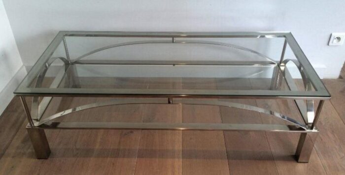 french chrome coffee table 1960s 3