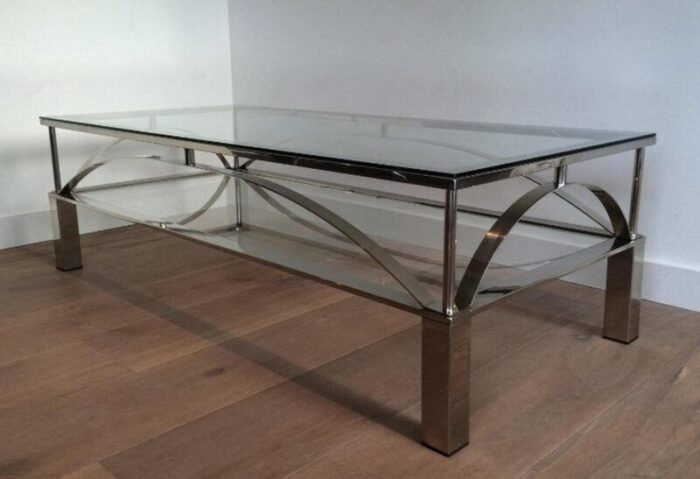 french chrome coffee table 1960s 4