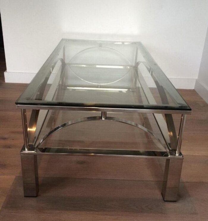 french chrome coffee table 1960s 5