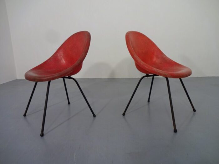 french fiberglass side chairs 1960s set of 2 17