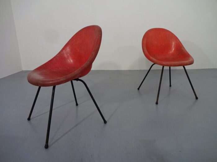 french fiberglass side chairs 1960s set of 2 3