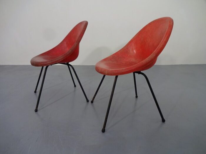 french fiberglass side chairs 1960s set of 2 5