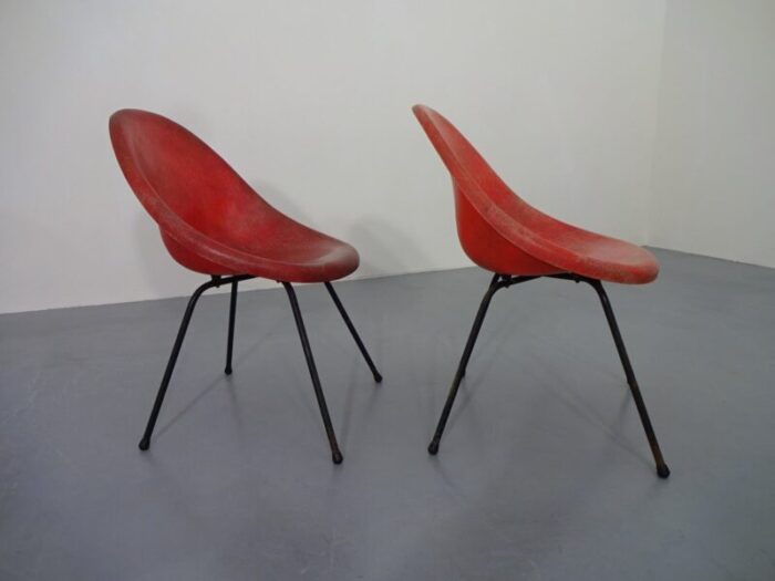 french fiberglass side chairs 1960s set of 2 6