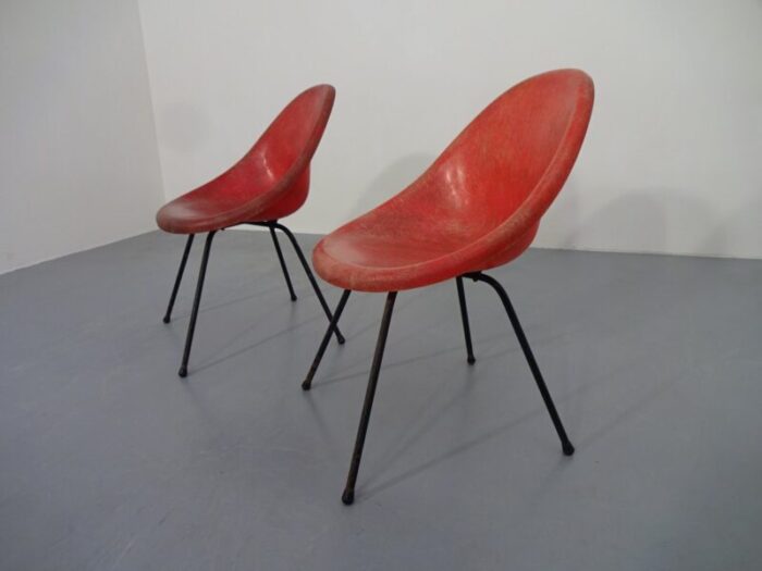 french fiberglass side chairs 1960s set of 2 7