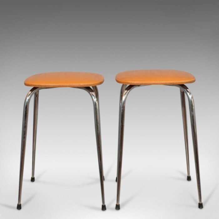 french leatherette lounge stools 1960s set of 2 2