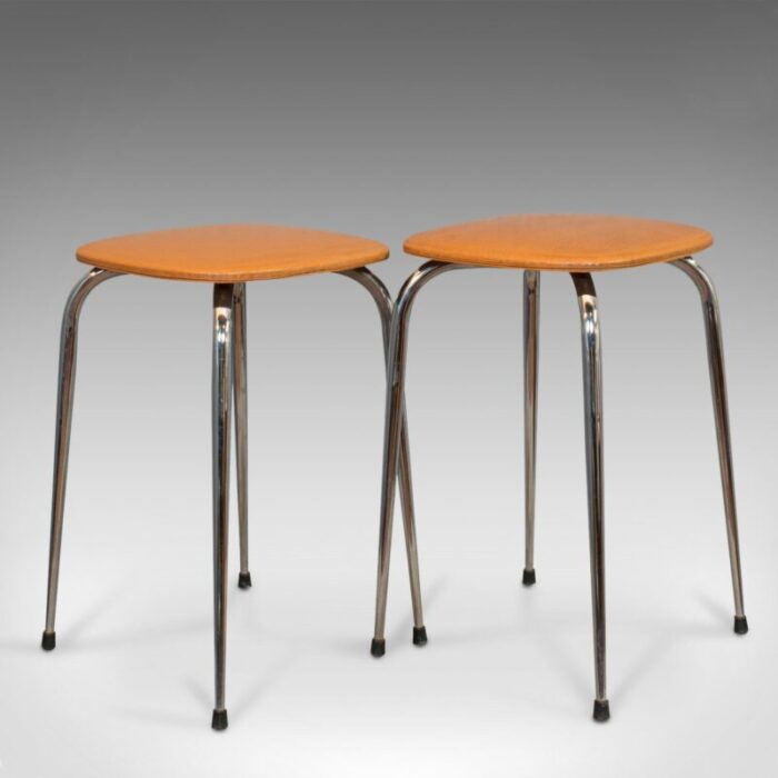 french leatherette lounge stools 1960s set of 2 3