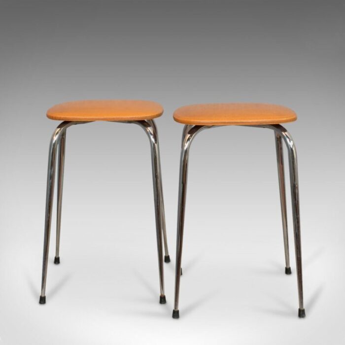 french leatherette lounge stools 1960s set of 2 4