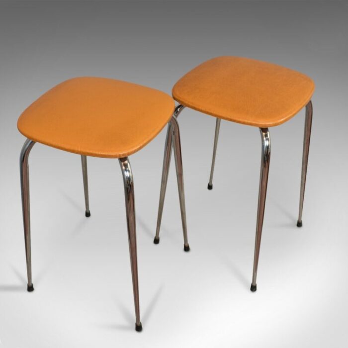 french leatherette lounge stools 1960s set of 2 6