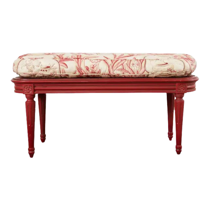 french louis xvi style lacquered oval cane bench 2744