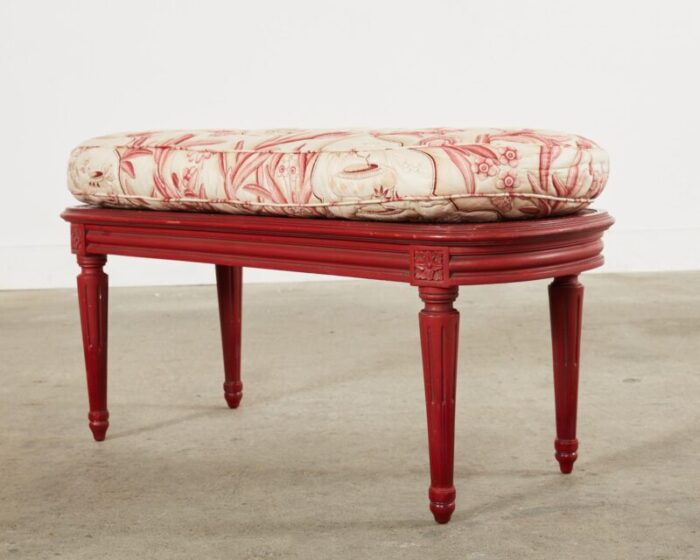 french louis xvi style lacquered oval cane bench 3254