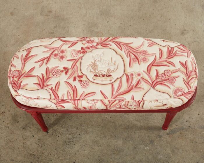 french louis xvi style lacquered oval cane bench 8754