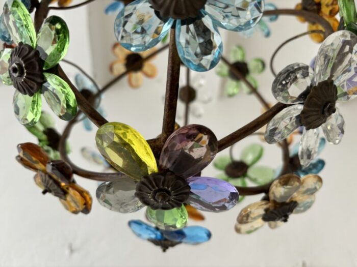 french multicolor flower ball crystal prisms maison bagues style chandelier 5654