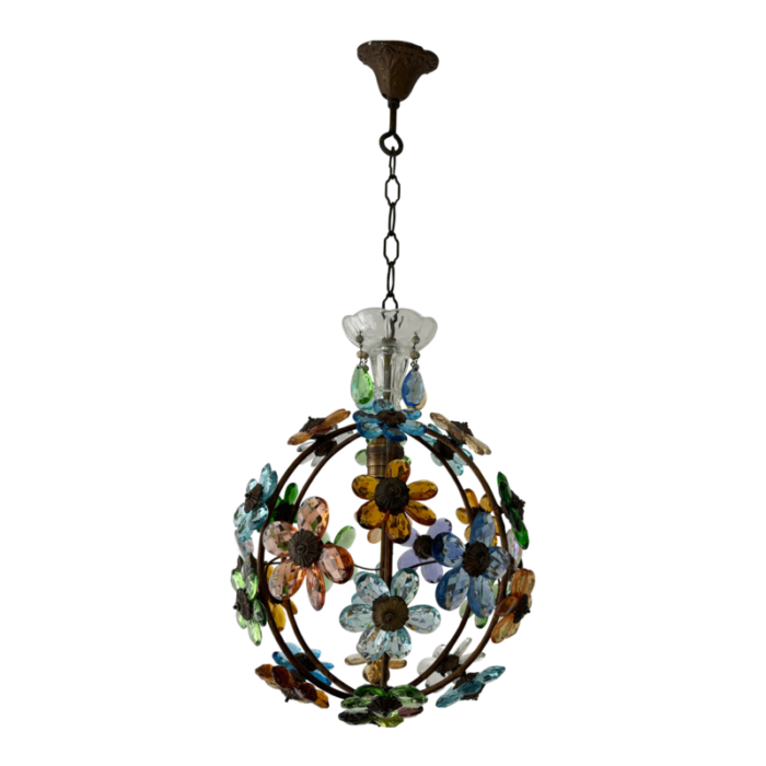 french multicolor flower ball crystal prisms maison bagues style chandelier 7380