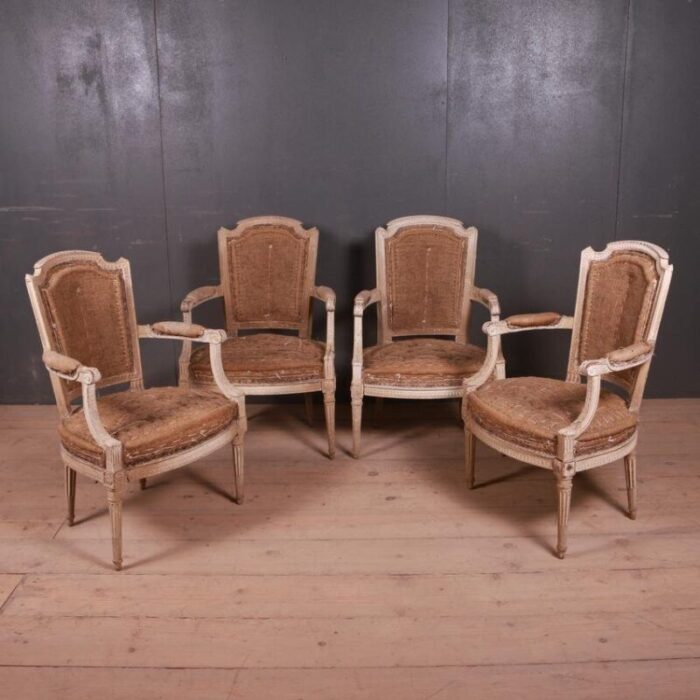 french painted salon chairs 1780s set of 4 1