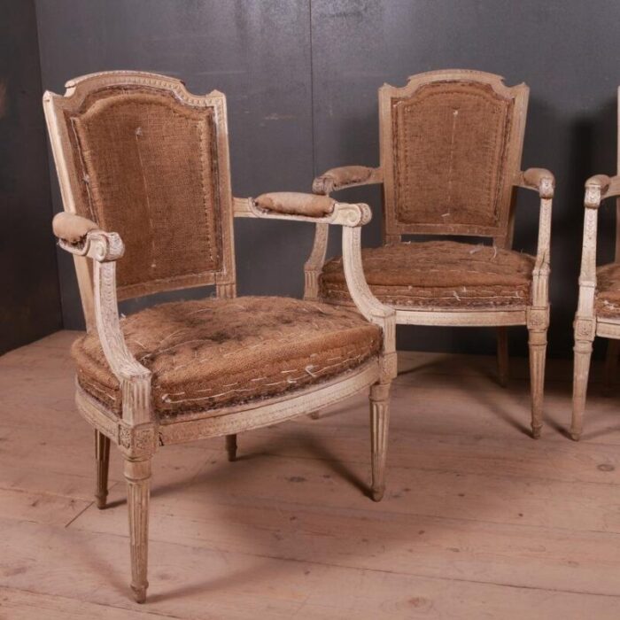 french painted salon chairs 1780s set of 4 2