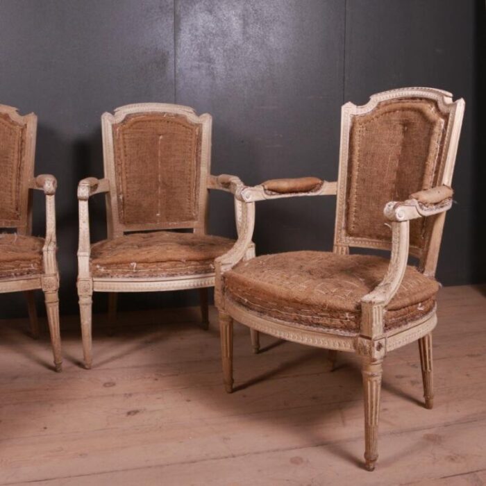 french painted salon chairs 1780s set of 4 3