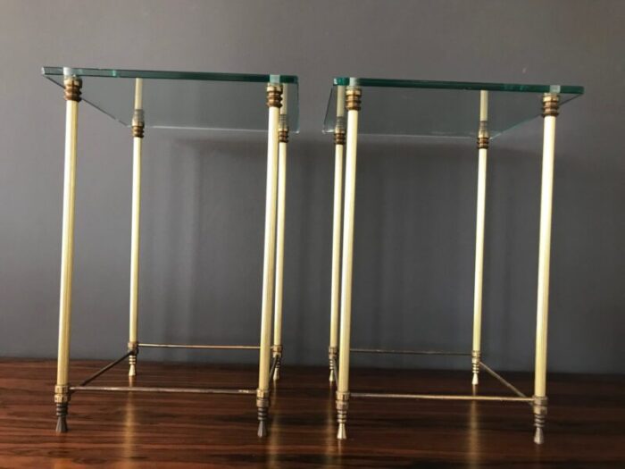 french regency style brass and glass sofa tables 1960s set of 2 12