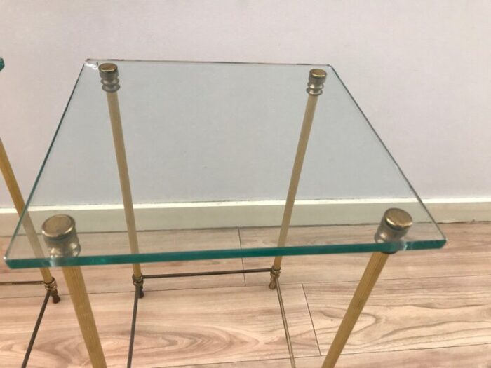 french regency style brass and glass sofa tables 1960s set of 2 6