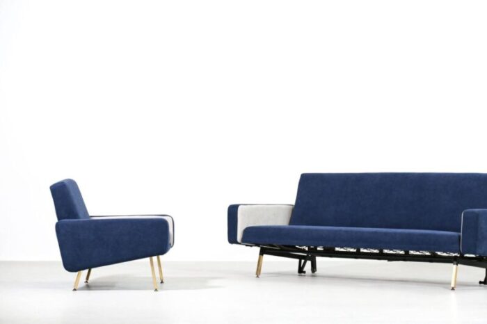 french sofa bed armchairs by pierre guariche for airborne 1960s set of 3 2