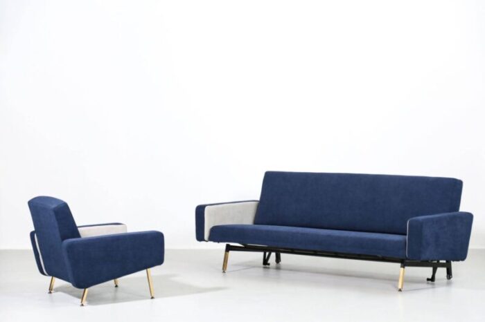 french sofa bed armchairs by pierre guariche for airborne 1960s set of 3 5