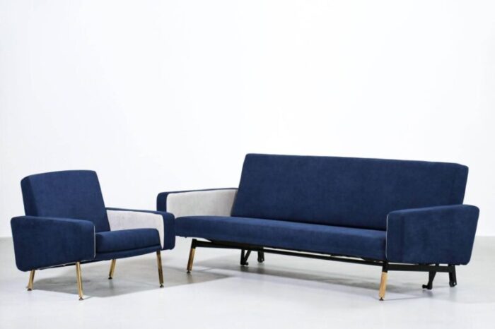 french sofa bed armchairs by pierre guariche for airborne 1960s set of 3 9