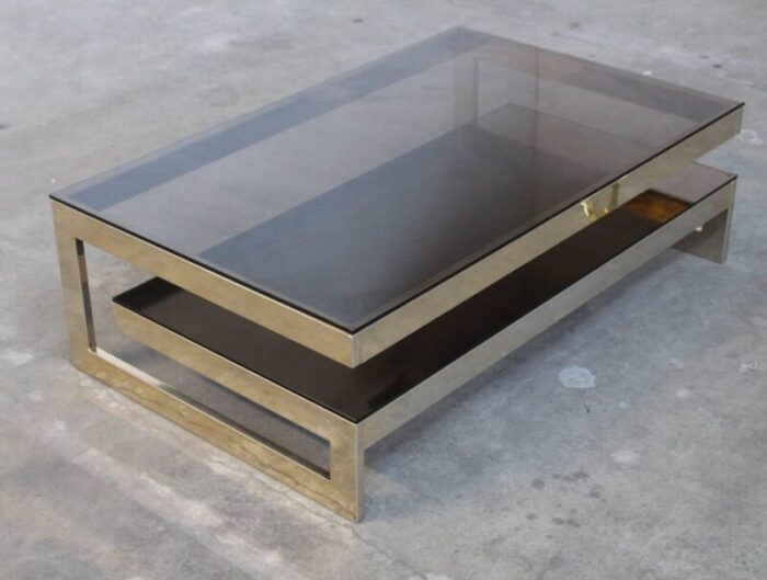 g shaped 23 carat gold plated coffee table 1970s 5