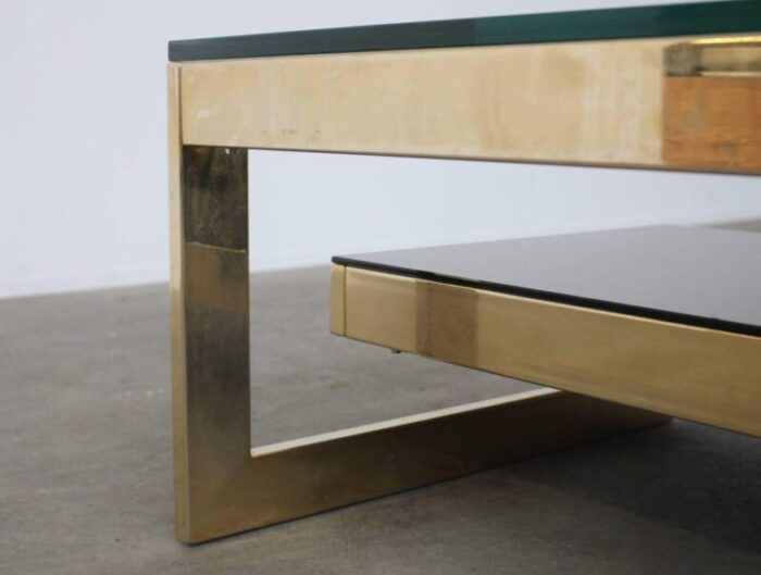 g shaped 23 carat gold plated coffee table from belgo chrom 1970s 3