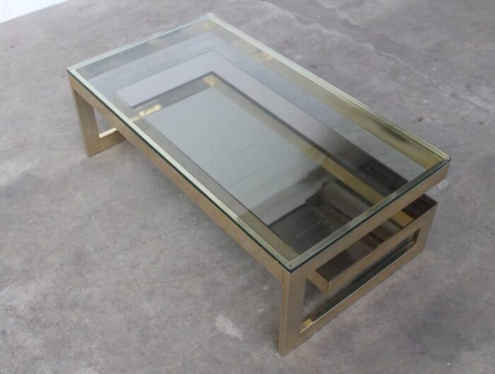 g shaped 23 carat gold plated coffee table from belgo chrom 1970s 4