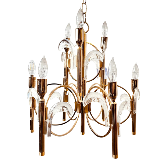 gaetano sciolari brass and glass chandelier 9748