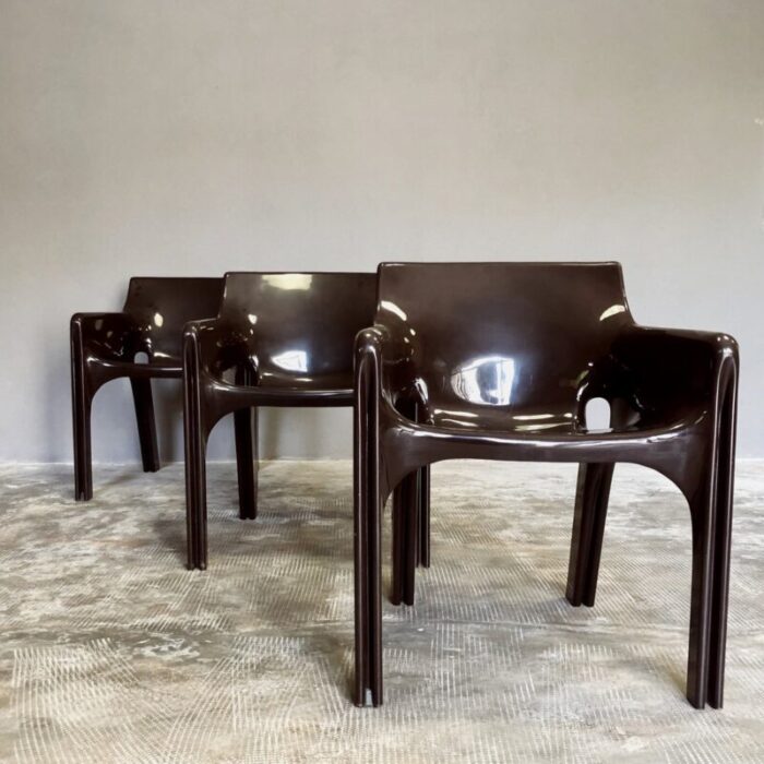 gaudi armchairs and demetrio coffee table set by vico magistretti for artemide 1974 set of 4 10