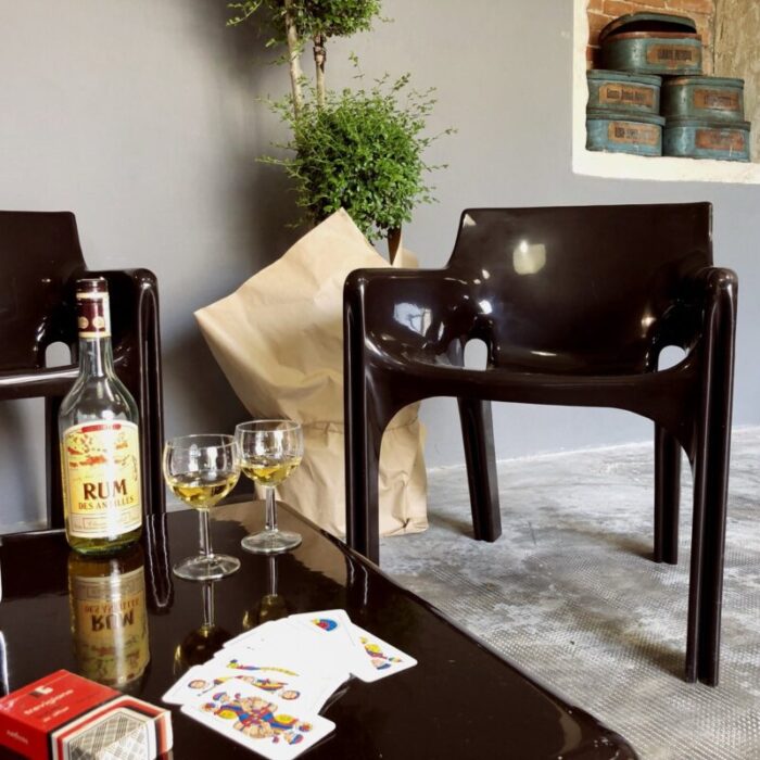 gaudi armchairs and demetrio coffee table set by vico magistretti for artemide 1974 set of 4 7