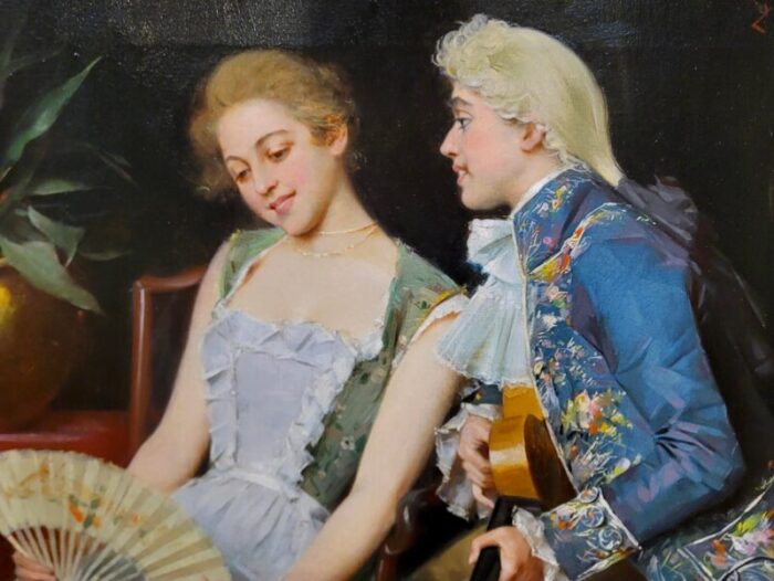 giancarlo cerri seducing a court mistress with a song 19th century oil painting 5352