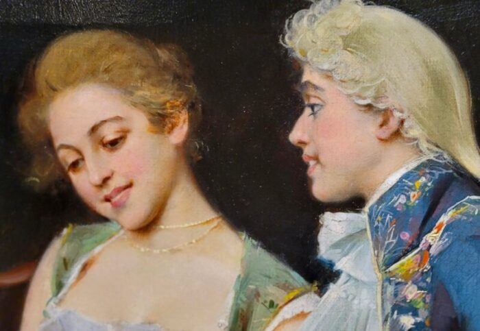 giancarlo cerri seducing a court mistress with a song 19th century oil painting 8024