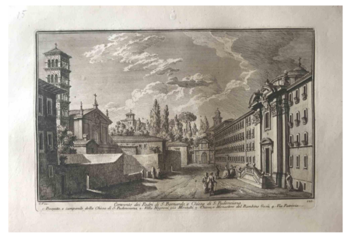 giuseppe vasi convento dei padri di sbernardo e chiesa di spudenziana late 1700s etching 0045