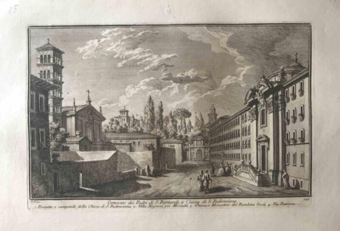 giuseppe vasi convento dei padri di sbernardo e chiesa di spudenziana late 1700s etching 5219