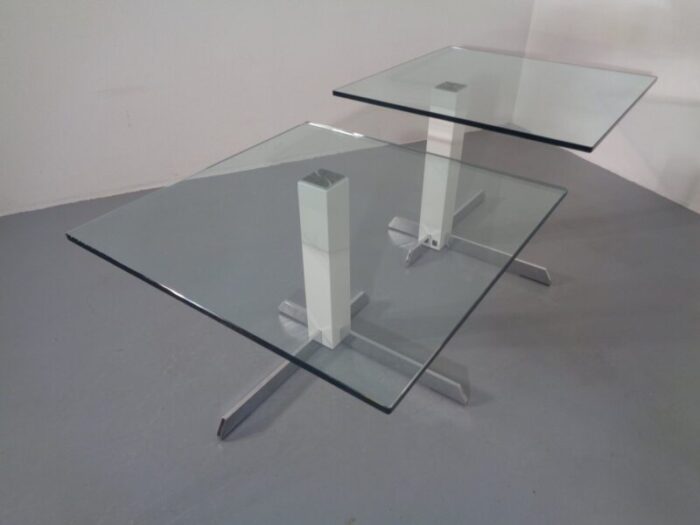 glass and metal side tables from wk wohnen 1990s set of 2 2