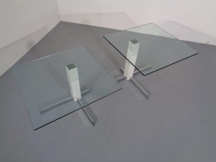 glass and metal side tables from wk wohnen 1990s set of 2 3