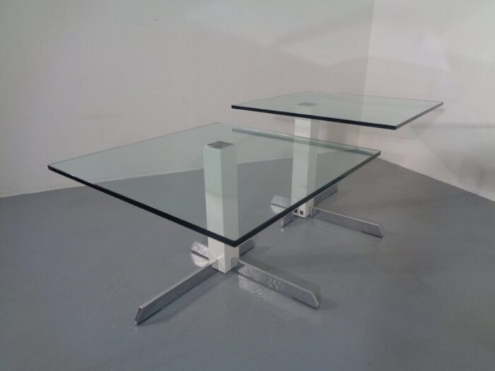 glass and metal side tables from wk wohnen 1990s set of 2 5