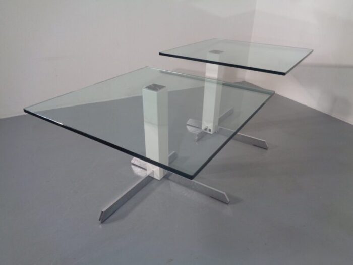 glass and metal side tables from wk wohnen 1990s set of 2 6