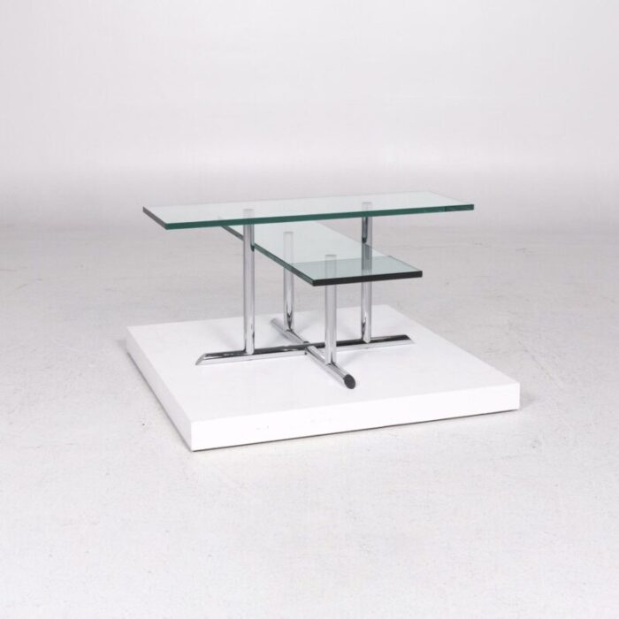 glass and silver coffee table from rolf benz 1