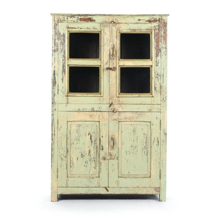 glass cabinet in patinated wood 1