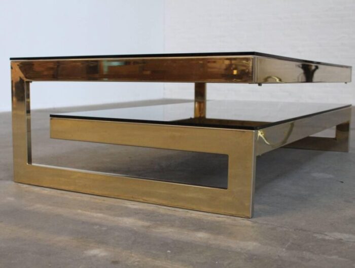 gold plated coffee table from belgo chrome 1970s 4