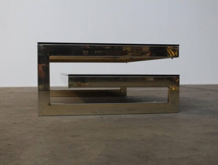 gold plated coffee table from belgo chrome 1970s 6