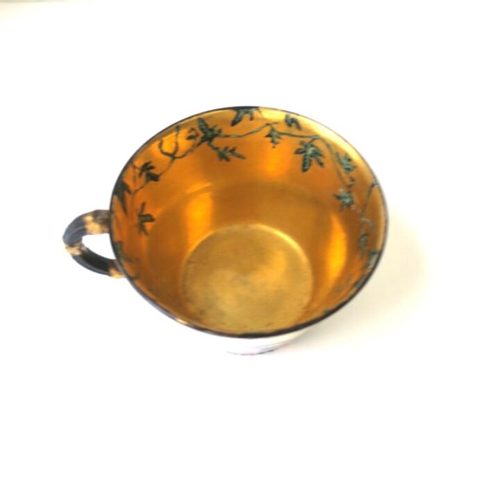 gold porcelain coffee or tea cup and saucer with butterfly design 4339