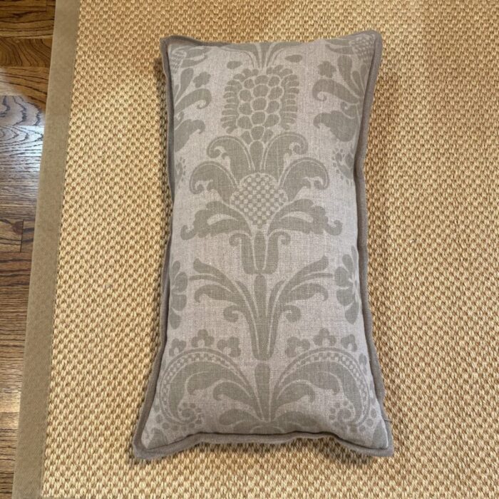 gray linen damask pillow 8001