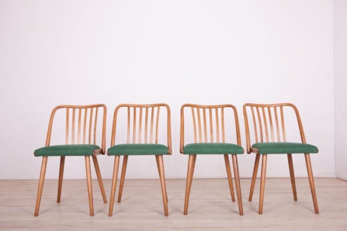 green dining chairs by antonin suman for ton 1960s set of 4 2