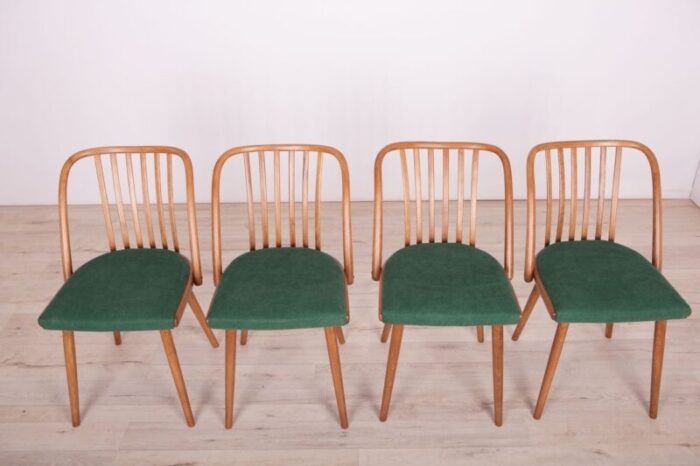 green dining chairs by antonin suman for ton 1960s set of 4 4