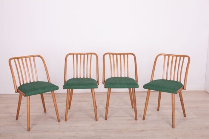 green dining chairs by antonin suman for ton 1960s set of 4 8